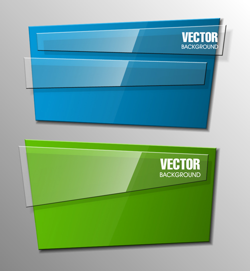 Colorful shape with glass banners vector set 12