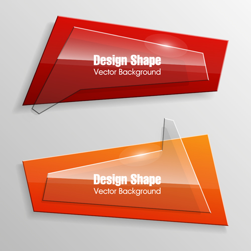 Colorful shape with glass banners vector set 13
