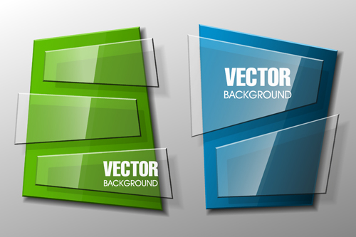 Colorful shape with glass banners vector set 14