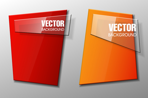 Colorful shape with glass banners vector set 15