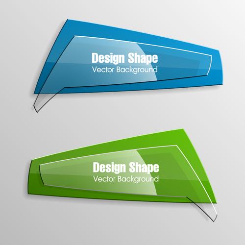 Colorful shape with glass banners vector set 16