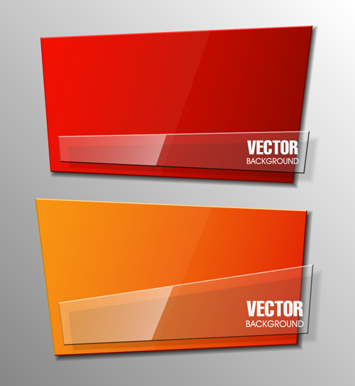 Colorful shape with glass banners vector set 19