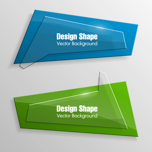Colorful shape with glass banners vector set 21