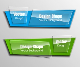Colorful shape with glass banners vector set 22