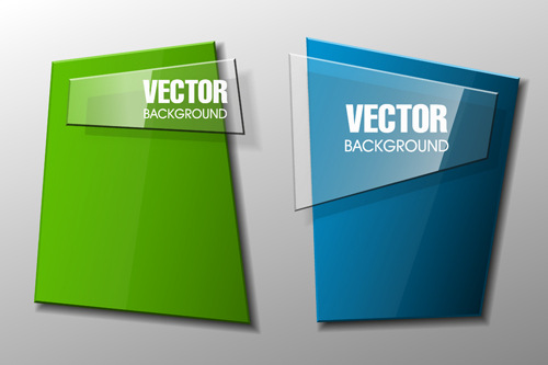 Colorful shape with glass banners vector set 23