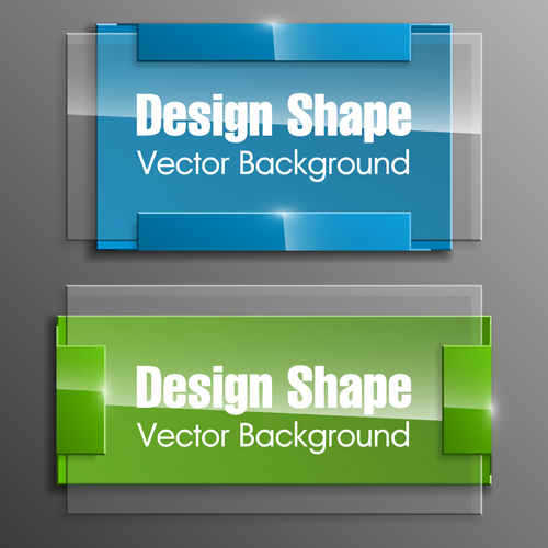 Colorful shape with glass banners vector set 24