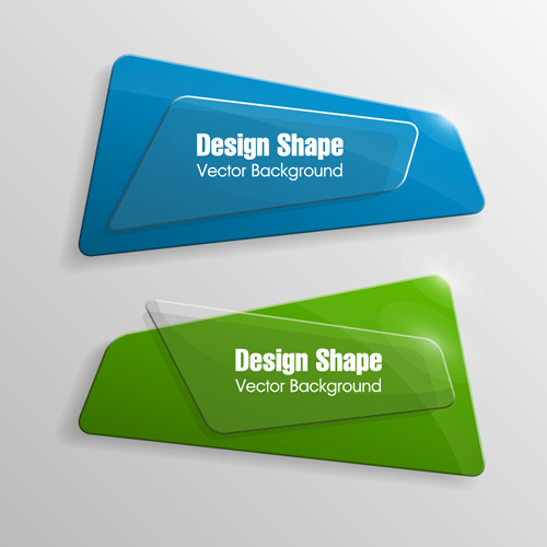 Colorful shape with glass banners vector set 25