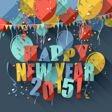 Confetti 2015 new year vintage background vector 02