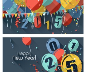 Confetti with balloon christmas banners vector 01