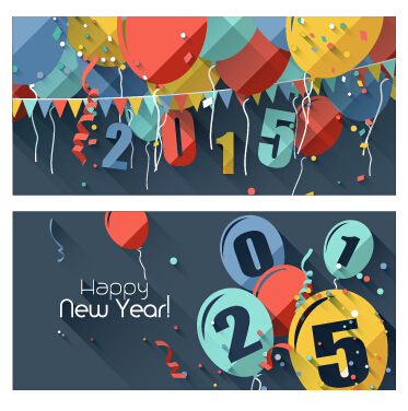 Confetti with balloon christmas banners vector 01
