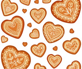 Cookie heart vector seamless pattern