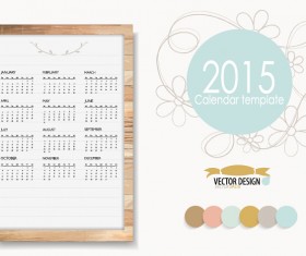 Creative frame 2015 calendar with floral vector template