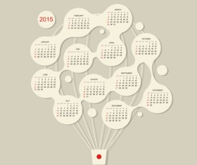 Creative hot balloon calendar 2015 vector