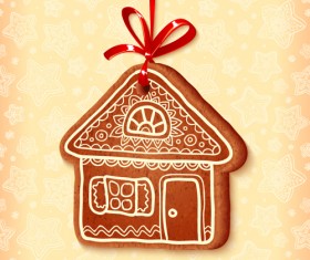 Cute cookie christmas ornament vector 01