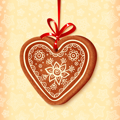 Cute cookie christmas ornament vector 02