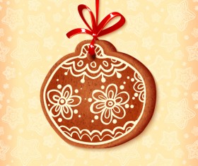 Cute cookie christmas ornament vector 05