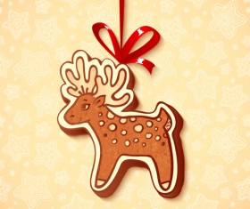 Cute cookie christmas ornament vector 06