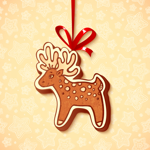 Cute cookie christmas ornament vector 06