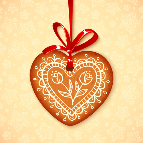 Cute cookie christmas ornament vector 07