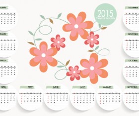 Cute flower with 2015 card calendar vector