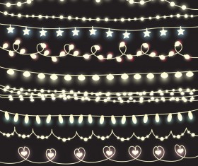 Cute lights borders vector set 01