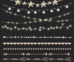 Cute lights borders vector set 02