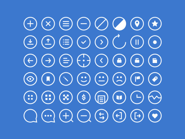 Cute round outline icons pack