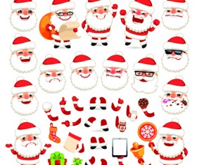 Cute santa material vector set 02