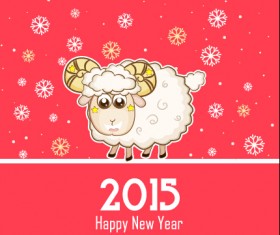 Cute sheep and pink 2015 new year background