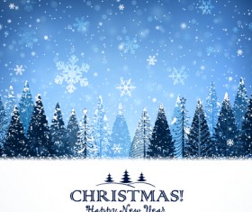 Deep forest with snowflake christmas background art