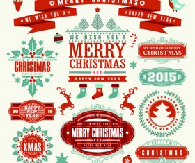 Delicate 2015 christmas labels ornaments vector 01