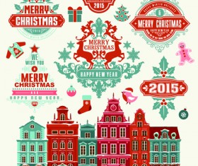 Delicate 2015 christmas labels ornaments vector 02