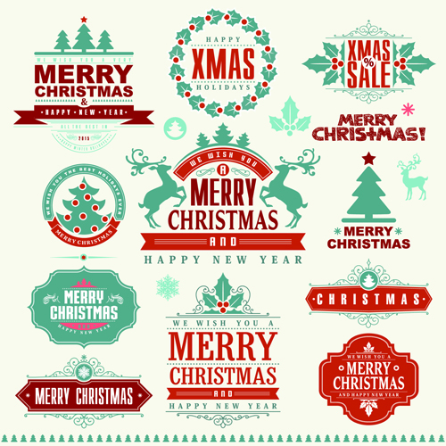 Delicate 2015 christmas labels ornaments vector 03