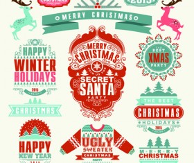 Delicate 2015 christmas labels ornaments vector 04