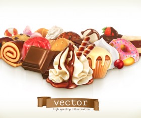 Dessert with cake vector background art