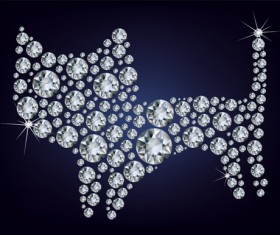 Diamonds cat shiny vector