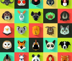 Different animal head icons vector set 01
