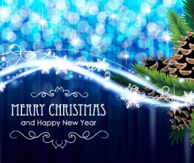 Dream blue christmas with new year shiny background art 03