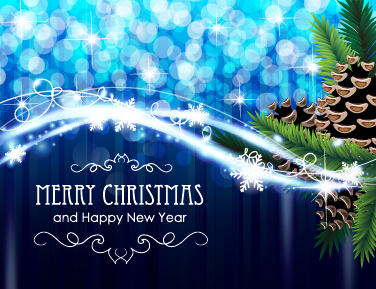 Dream blue christmas with new year shiny background art 03