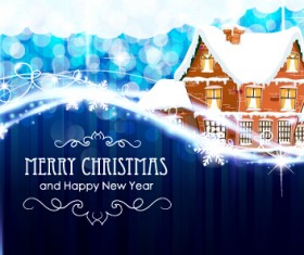 Dream blue christmas with new year shiny background art 05
