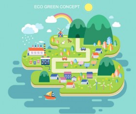 Eco green concept city vector template
