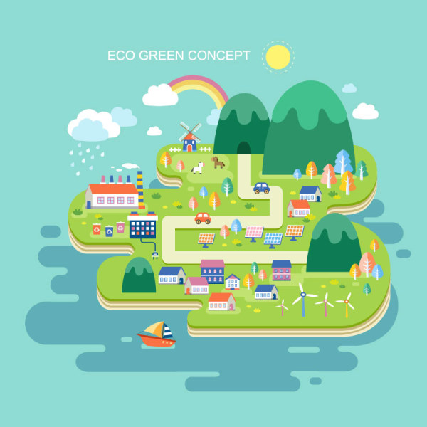 Eco green concept city vector template