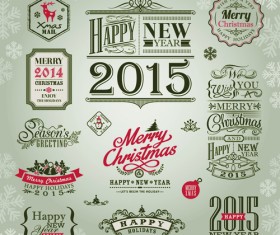 Elegant 2015 christmas and new year labels design 01