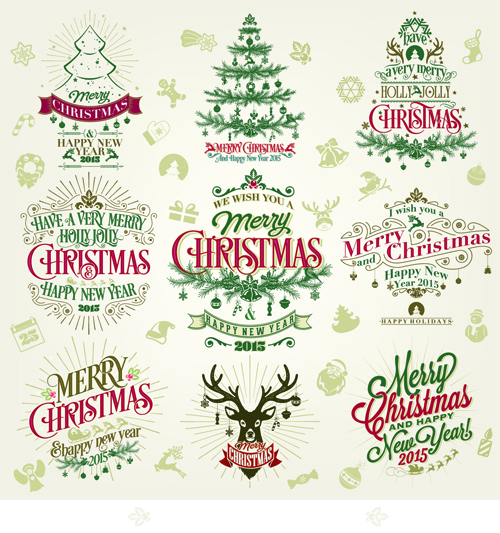 Elegant 2015 christmas and new year labels design 02