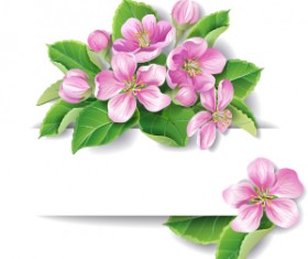 Elegant pink flowers with paper background vector