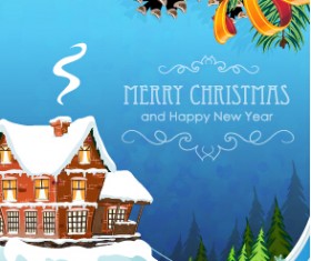 Fairytale christmas house vector material