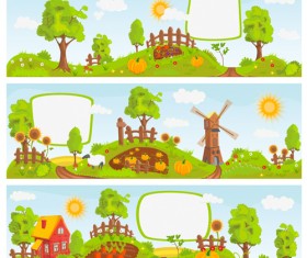 Fairytale town scenery banner vector 01