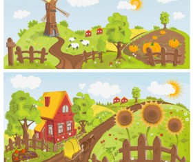 Fairytale town scenery banner vector 02