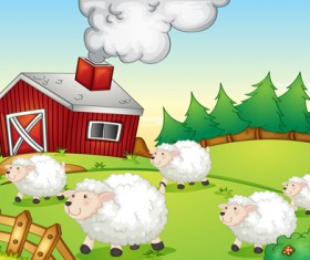 Fairytale town scenery vector material 01