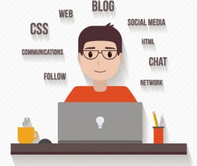 Flat office business template vector material 02